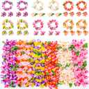 FUTUREPLUSX Hawaiian Leis, 48PCS Luau Party Decorations Including Necklace Headbands and Wristbands for Tropical Themed Party Girl Birthday Decor