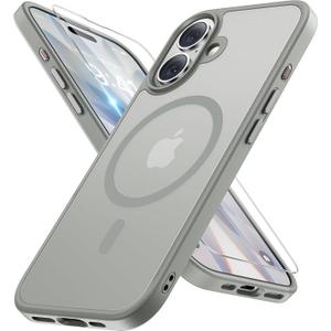 Miracase Magnetic for iPhone 17 Case (Compatible with MagSafe) with Screen Protector Military-Grade Protection, Anti-Fingerprint Translucent Matte Phone Cover for iPhone 17 6.3 inch, Gray