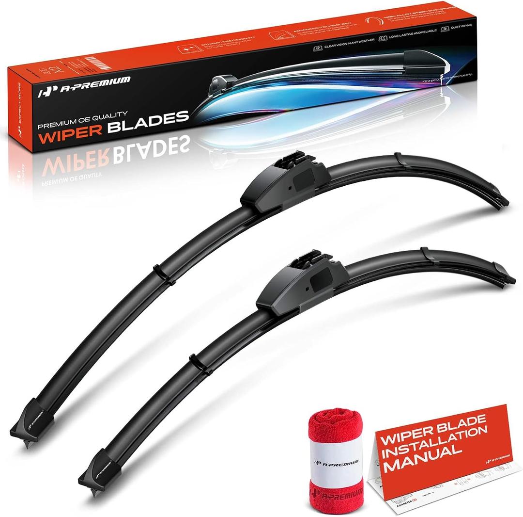 A-Premium 28" + 17" Windshield Wiper Blades with Wear Indicator & Towel | Compatible with Nissan Altima 2007-2013, Maxima 2009-2015 & Jaguar XF 2024, Fits Hook Wipers Arm, Pack of 2