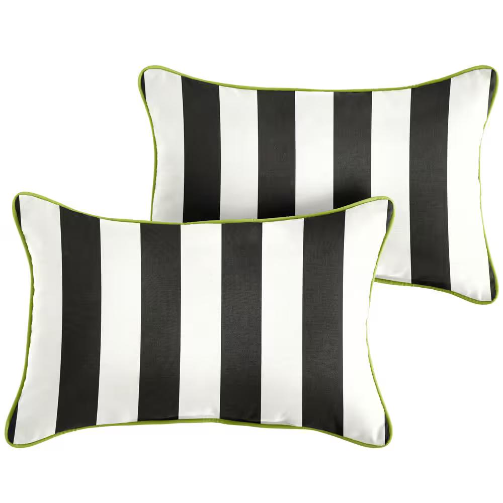 Sorra Home x Sunbrella - Lumbar Pillows (Set of 4), Cabana Classic Stripes & Aruba