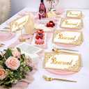 24 Pack Reserved Table Signs for Wedding, Double Sided Gold Reserved Row Seating Signs for Wedding Chairs Tables Tent Place Cards Reception Ceremony Restaurants Event