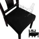 Genina Waterproof Seat Covers for Dining Room Chair Covers Set of 8, Stretch Jacquard Kitchen Parson Chair Slipcover Protector (8 PCS-Rear-covered, Black)