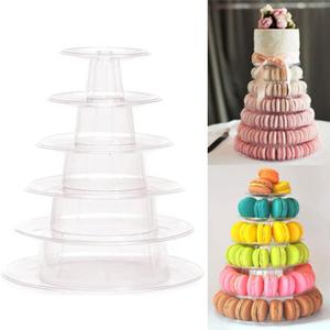 6 Tiers Macaroon Tower Stand, Round Macaron Tower Cake Display Rack Plastic Cupcake Stand Macarons Desserts Serving Tray for Birthday Wedding Party Decor (6 Tiers) (9", Transparent)