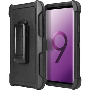 3 x AICase 3 in 1 Armor Galaxy S9+ Heavy Duty Holster Case with Belt Clip, Kickstand & Shock Reduction (Black)