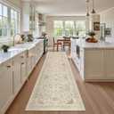 Madane Runner Rugs for Hallway 2x10 Long Washable Non-Slip Hallway Runner Rug Low-Pile Stair Kitchen Runner Soft Throw Carpet for Entrance Living Dining Laundry Room (Beige/Blue, 2 x 10)