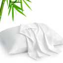 BEDELITE Standard Pillow Cases Set of 2, Rayon Derived from Bamboo, Cooling Pillow Cases for Hot Sleepers & Night Sweats, Breathable Silky Soft Envelope Pillowcases(White, 20"x26")