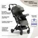Mompush Lithe V2 Lightweight Travel Stroller, Compact Foldable Baby Stroller with Travel Bag, One-Hand Fold Stroller, Snack Tray, Mechanical Recline Seat, Airplane-Ready, UPF 50+ Canopy & Rain Cover
