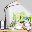 Mxculior LED Grow Light, Full Spectrum Desk Stand Plant Light with White Blue Red LEDs for Indoor Plants, Height/Angle Adjustable Growing Lamp, 10-Level Dimmable, Auto On Off Timing 4/8/12H, Black