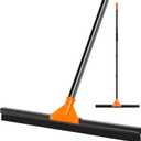 Heavy Duty Floor Squeegee with Long Handle, 18" Rubber Wiper Broom for Concrete Tile Cleaning Commercial Scrubber Mop for Garage Deck Bathroom Kitchen Pool