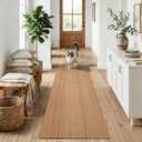 MatEssenz 2x6 Washable Runner Rug, Textured Natural Woven Low-Profile Hallway Runner with Non-Slip Backing, Neutral Brown, for Kitchen, Laundry Room, Entryway