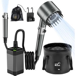 Portable Shower for Camping - 6000mAh Rechargeable Camping Shower, IPX7 Waterproof Shower Pump, Electric Filter Sprayer Head for Outdoor, Pet Bath, RV, Hiking, Travel,Beach