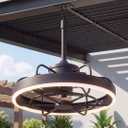 Modern Gazebo Fan with Light, 20" Plug-in Gazebo Ceiliing Fan with App/Remote Control, Outdoor Ceiling Fan with Light IP65 Waterproof, 3 CCT Light, for Gazebo - Black, Large