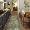 Machine Washable Kitchen Runner Rug: 2'x6' Hallway Rug Non Slip Low-Pile Stain Resistant Soft Carpet Runners for Entryway Hallways Kitchen Laundry Room Beside Farmhouse (Black and Green)