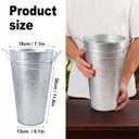 3 Packs 12 Inch Tall Galvanized Metal Flower Vases with Handles, Metal Flower Buckets for Cut Flowers, Country Wedding, Table Centerpiece Decorations(Sliver)