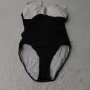 Eomenie One Piece Swimsuit for Women Tummy Control Ruched Bathing Suit Cutout U Wire Swim Suits (Large, Ribbed, Black White)