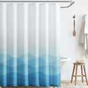 jinchan Ombre Blue Ocean Wave Shower Curtain Waterproof Fabric Shower Curtains for Bathroom Gradual Color Design Nautical Coastal Beach Bath Decor with 12 Hooks 70x72 Inches