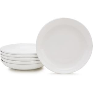 Kitchenexus White Pasta Bowls 30oz, Set of 6 Large Salad Serving Bowls, Ceramic Soup Bowls, Shallow Soup Bowls, Porcelain Salad Pasta Dishes, Microwave and Dishwasher Safe