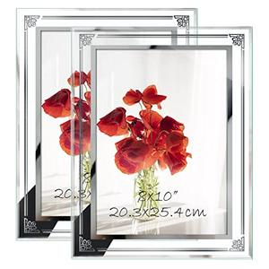 HORLIMER 8x10 Picture Frame Set of 2, Glass Photo Frame 8 by 10 for Tabletop, Horizontally or Vertically