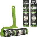 Evercare Ultra Sticky Pet Mega Lint Roller Value Pack, Manual Clothes & Furniture Cleaner with Handle and 2 Refills, 50 Sheets Each