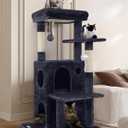 Globlazer Cat Tree Tower for Indoor Cats, 50-inch Adult Cat Tree House for Large Adult Cats with Steps, Scratching Post, 2 Cat Caves, Dangling Toys, FC50, Dark Grey