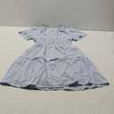 Duigluw Womens Summer Dresses 2025 Short Sleeve Smocked V Neck Casual Ruffle A-Line Swing Mini Dress Sundress Blue Small