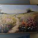 KISSFOX Vintage Wild flower Path Landscape Canvas Wall Art Spring Farmhouse Nature Floral Framed Wall Art Rustic Cottagecore Botanical Painting Art Prints Artwork For Living Room Bedroom Kitchen (12x16 in)