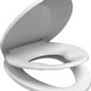 Elongated Toilet Seat with Built-in Toddler Seat, Soft Close Kids Toilet Seat Attachment, Ideal for Potty Training