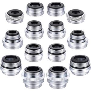 Funrous 14 Pieces Faucet Adapter Kit Kitchen Aerator Adapter Female to Male for Water Hose Sink Garden Filter Standard Sprayers