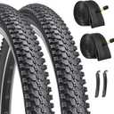 24-inch Mountain Bike Tires Set: Hycline 2-Pack 24x1.95 inch (54-507mm) Folding Replacement Puncture-Resistant Bicycle Tires and Pair 24-inch Inner Tubes with Tire Levers for MTB Off-Road Bike