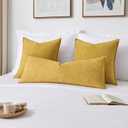 Kevin Textile 14x36 Inch Long Lumbar Cover 1 Pack Soft Boucle Textured Decorative Waterproof Rectangle Cushion Elegant Accent Pillows for Couch Sofa Chair Bed Home Decor Indoor Outdoor Mustard Yellow
