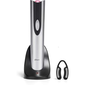 Oster Cordless Electric Wine Bottle Opener with Foil Cutter, Silver