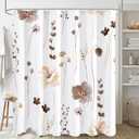 Gibelle Watercolor Floral Shower Curtain, Brown Beige Flower Shower Curtain for Bathroom, Modern Minimalist Waterproof Fabric Shower Curtain Set 72x72 Inch
