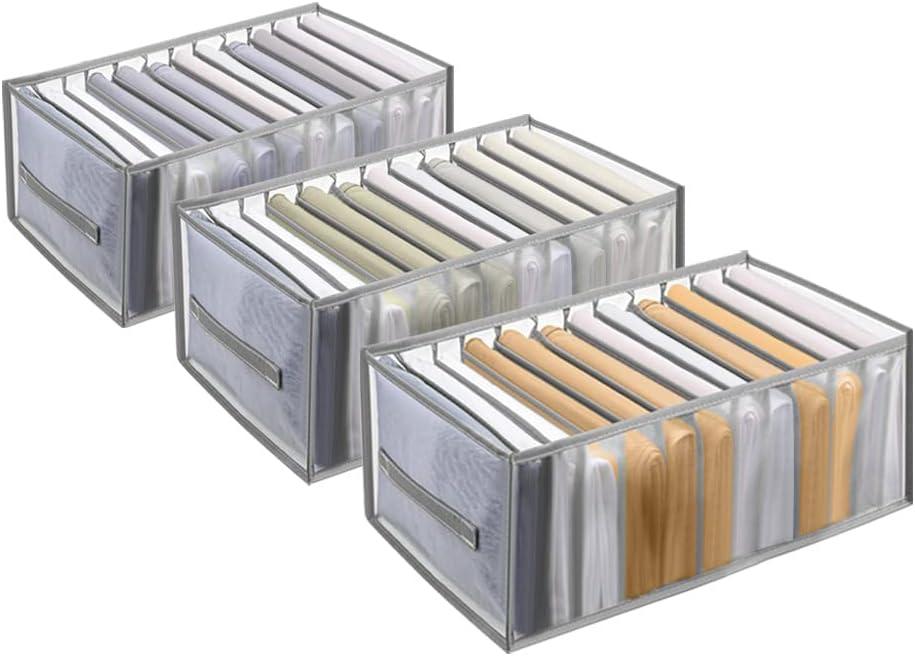 Wardrobe Clothes Organizer, 12 grids Storage, Dresser Drawer Organizers for Clothing,Pants Jeans,T-Shirts,Socks,Skirts,Jeans, Legging,Bra, Underwear for Closet