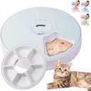 PAWISE Automatic Cat Feeder for Wet and Dry Food, 6-Meal Timed Pet Food Dispenser with Programmable Timer, Auto Dog Feeder Station for Small Pets, Battery Operated Cat Treat Dispenser