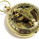 THOR INSTRUMENTS Brass Push Button Direction Sundial Compass - Pocket Sundial Compass Rustic Vintage Home Decor Gifts