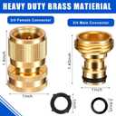 Therwen 10 Sets Garden Hose Quick Connector Solid 3/4 Inch Water Hose Connectors No Leak Heavy Duty Garden Fitting Female Adapter and Male Adapter (Brass Color)