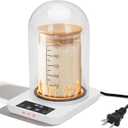 Sourdough Starter Warmer with Glass Dome, Precise 1°F Thermostat Control (70100°F), Sourdough Warmer and Dome for Home Baking,24h Timer Auto Warming On/Off Sourdough Warming Mat（White）