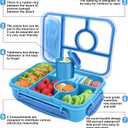4 x Lunch Box Kids,Bento Box Adult,Lunch Containers for Adults/Kids/Toddler,5 Compartments Bento Lunch Box with Sauce Vontainers,Microwave & Dishwasher & Freezer Safe,BPA Free(Blue)