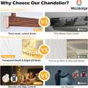 23" Walnut 3-Light Modern Led Chandelier for Kitchen Dimmable Linear Led Chandelier Bedroom Modern Pendant Light with Remote Control for Living Room Kitchen Bedroom Foyer