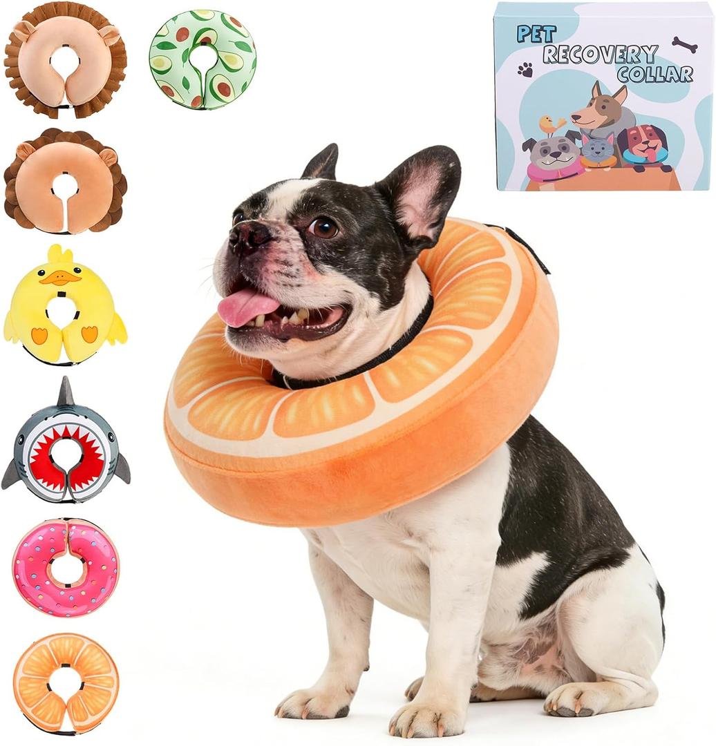 KOOLTAIL Inflatable Dog Cone Collar, Soft Donut E Collar for Dogs After Surgery to Stop Licking Enhanced Alternative, Blow Up Pet Neck Pillow Recovery Adjustable Cone for Dog Cat,Upgrade Size,Orange M (Medium(13-15in))