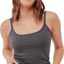 Pact Organic Cotton Women's Everyday Shelf Bra Camisole (Medium, Charcoal Heather)