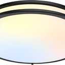 18inch LED Flush Mount Ceiling Light, 50W 5600lm Bright Dimmable LED Ceiling Light Fixture, 2700K-6500K Adjusted, Modern Kitchen Light Fixture Ceiling for Living Room Bedroom, Matte Black, 1-Pack