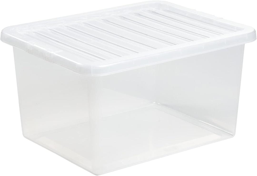 Wham Storage Pack of 1-37 Litre Crystal Plastic Storage Boxes with Lids