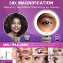 Auxmir 2026 Upgraded 30X Magnifying Mirror with Light, Makeup Mirror with 2-Level Lights, Portable Magnifying Mirror Suction Cup and Tweezers, 360 Swivel, Vanity Bathroom Mirror for Home Travel