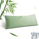Body Pillowcase, Cooling Viscose from Bamboo Pillow Cover with Zipper Closure, Soft Moisture-Wicking for Hot Sleepers, Hair and Skin-Friendly, Green, 1 Pack
