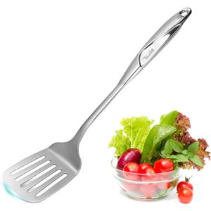 2 x Spatula, Metal Spatula for Kitchen, Stainless Steel Slotted Turner, Hollow Handle Heat-Resistant Design, Ergonomic Dual-Handed Grip, Gift for Family