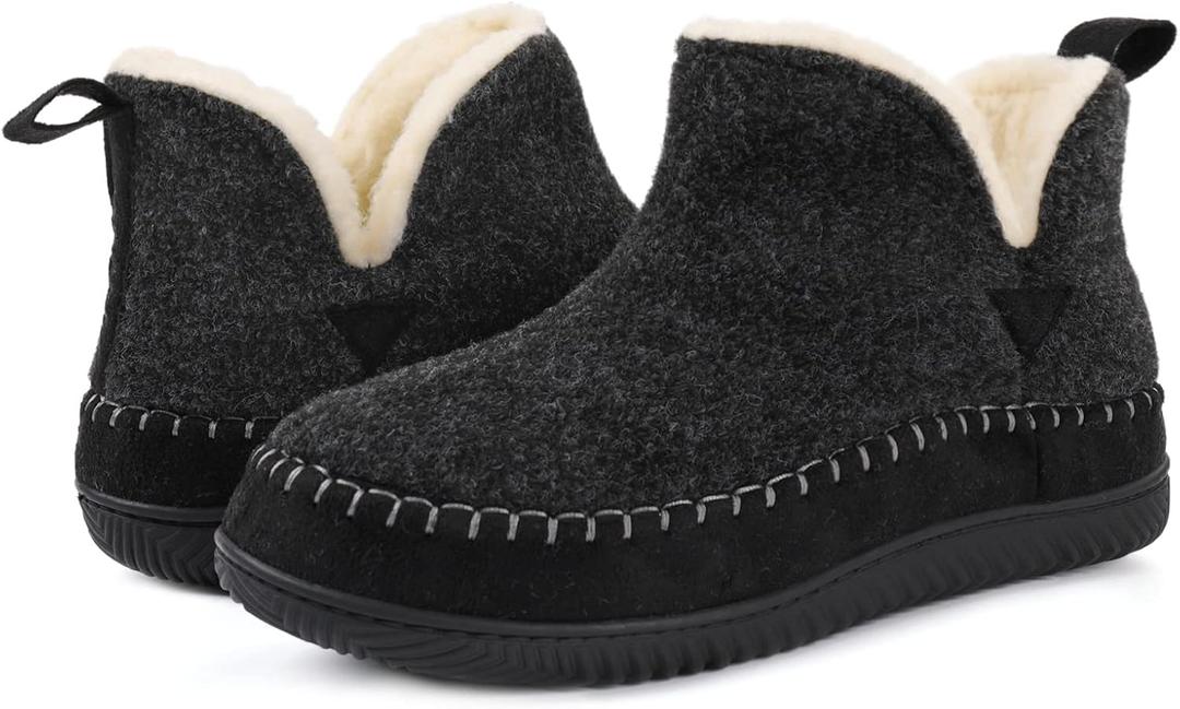 Zizor Women's Moccasin Bootie Slippers with Cosy Memory Foam, Ladies' Toasty Slip on House Shoes with Hard Outdoor Indoor Rubber Sole (7, Black)