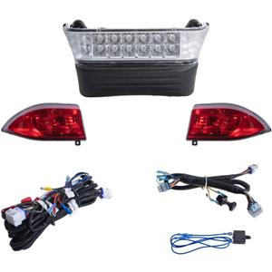 VPAHub Club Car Precedent LED Basic Light Kit -08 up 48V, 1 LED Headlight with bumper, 2 LED taillight, 1 bucket harness, 1 basic wire harness, 1 Fuse wire harness, instruction & hardware included