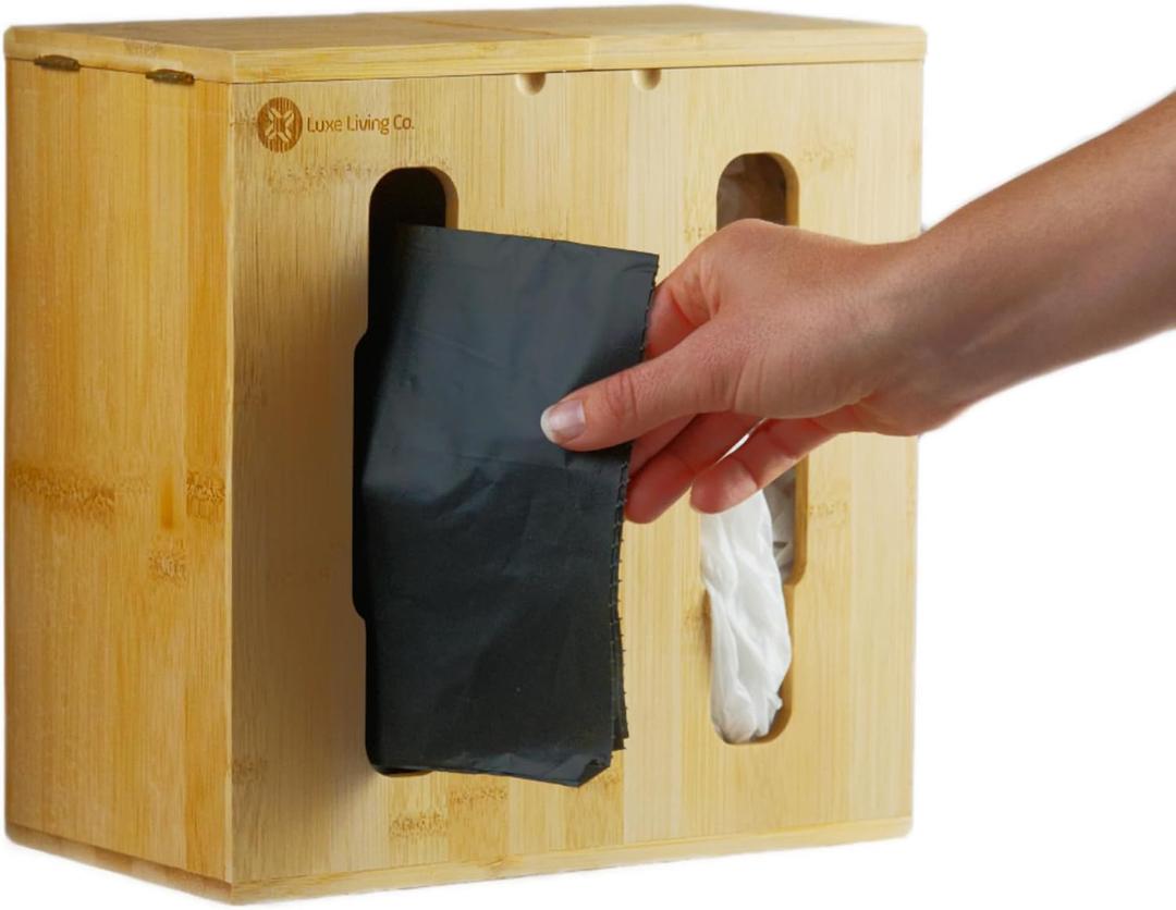 2-in-1 Bamboo Plastic Bag Holder and Trash Dispenser  Small/Compact (Standard Trash Bags Only), Cabinet, Under Sink Storage, Pantry & Laundry Room Organization, Kitchen Must Haves 2026 (Regular)