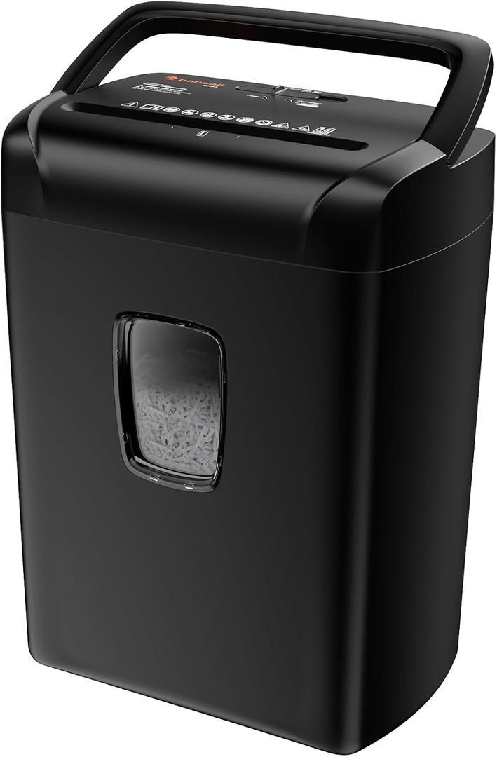 Bonsaii 15-Sheet Paper Shredder for Home Office Use, 10-Minute Cross Cut Shredder with 5.5 Gallons Bin, P-4 High Security Heavy Duty Office Shredder Shred CD/Credit Card (Dark Black)